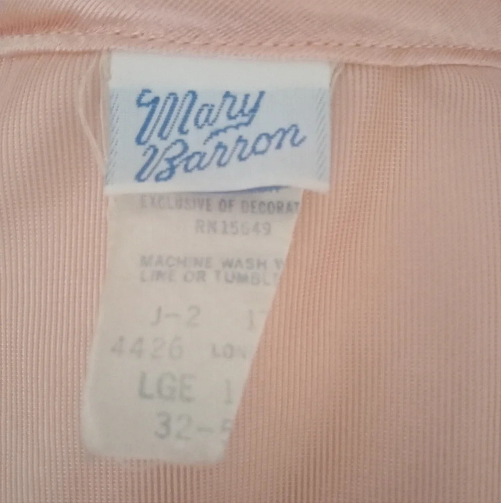 Vintage 70's Mary Barron Nylon Blend Peach Ruffle Trim Robe Size Large - Picture 4 of 7